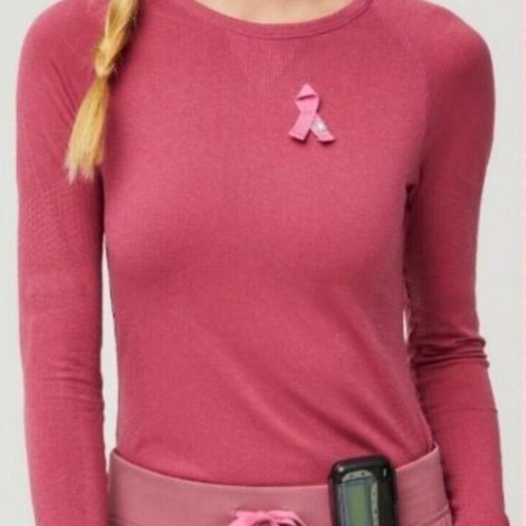 SOLD🏷Figs Heather Quartz Pink Long Sleeve Salta Underscrub, Medium - Picture 3 of 6